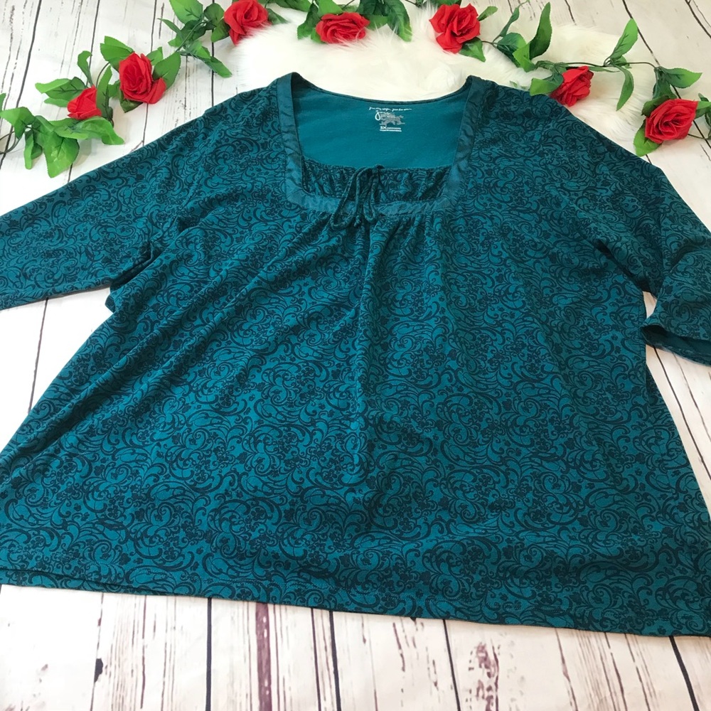 Just My Size 5X (30w - 32w) blue paisley blouse